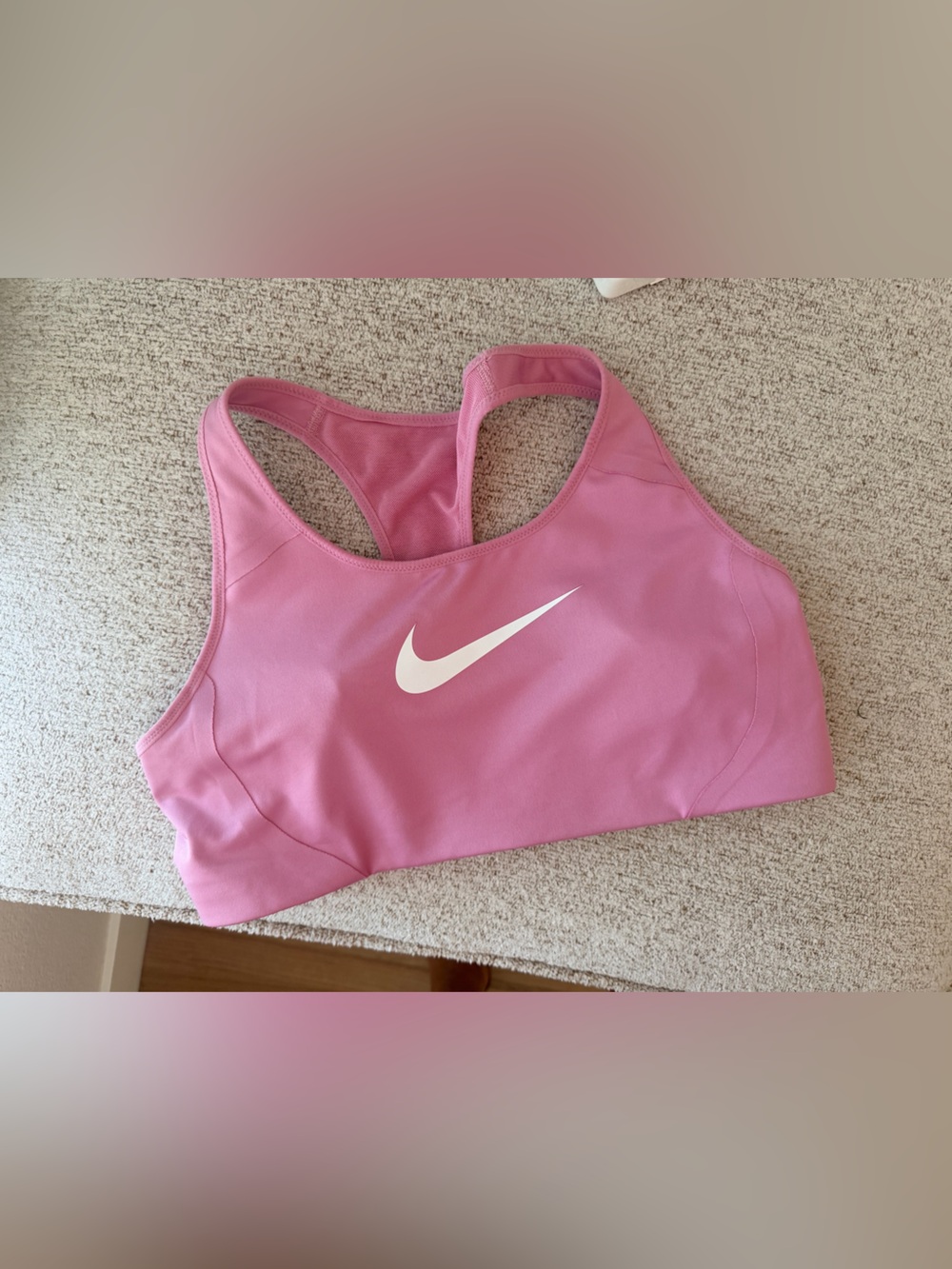 Nike Pink Scoop-Back One-Piece Swim Top with White Swoosh